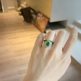 龢盒原创 竹韵翡翠珐琅戒指吊坠两用