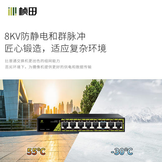 8口百兆POE交换机(6POE+2LAN)65W铁壳-GNT-ES08ED-P6 商品图2