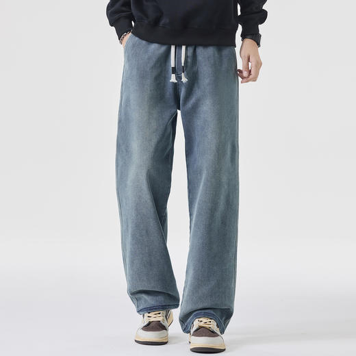 【加长款】【DQ】大依优型大码牛仔裤男宽松直筒秋冬新款高个子加长版阔腿牛仔裤男宽松百搭加肥加大码休闲直筒长裤300斤 商品图4