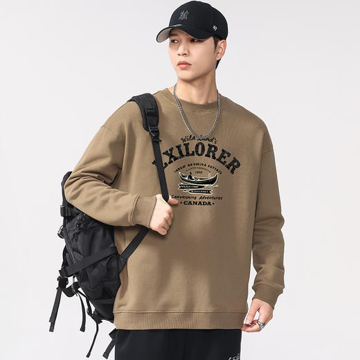 【100%棉】【DQ】大依优型大码男装纯棉重磅卫衣全棉360G重磅圆领卫衣男宽松潮牌印花上衣 商品图2