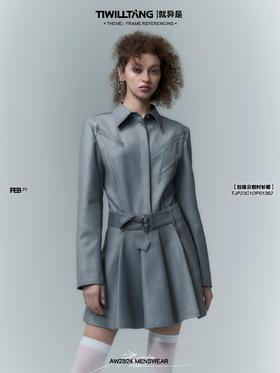 TIWILLTANG启世录“烟色玫瑰”拉链分割连衣裙女春季长袖衬衫裙