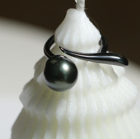 【墨韵】大溪地黑珍珠 cool 纯银镀铑 10-11mm纯正大溪地正圆强光 整体很干净 商品图1