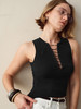 TR她热 御姐当道 黑色弹力修身系带辣妹带胸垫显瘦背心吊带 商品缩略图0