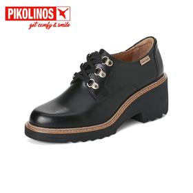 【Pikolinos】  B3F |  派高雁秋季牛皮深口系带纯色粗跟乐福鞋PL259002