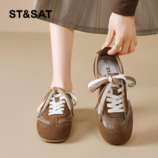 星期六复古系带绒面休闲德训鞋SSD3112T1B 商品图4