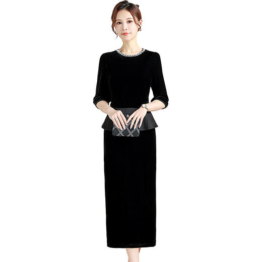 QYM YB24B16-Y荷叶边拼结小衫包臀半身裙时尚两件套裙 商品图4