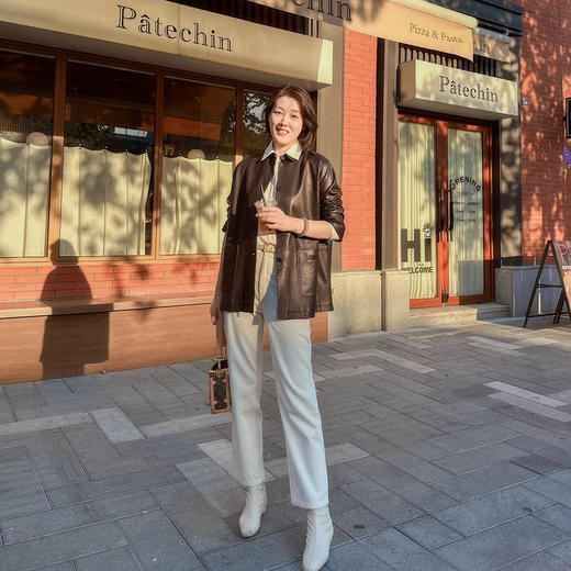 （老板自留）火桐hooton 铂金系列 西班牙进口绵羊皮翻领皮衣外套夹克XP25071 商品图3