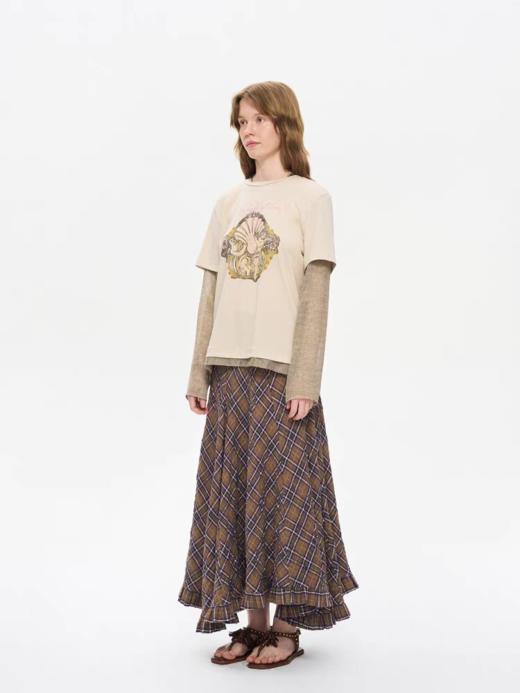 local tag/It25ssk58/路边咖啡馆卡其色格纹裙 商品图3