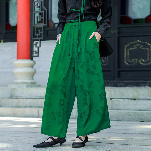 【秋季新品套装】竹烟波月提花阔腿裤 | 新中式设计 | 现货加急发 商品图0