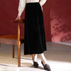 QS2025秋冬新款法式复古黑色高腰真丝丝绒半身裙女显瘦一步裙1233 商品缩略图0