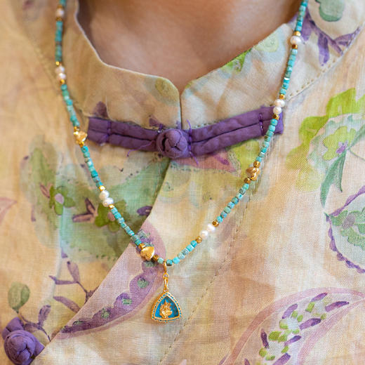 绿度母松石珍珠方珠项链 | 万物叁仟 商品图5