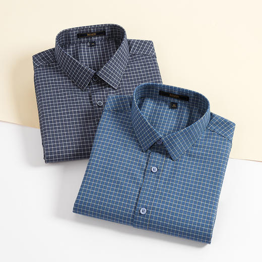 罗蒙春秋长袖格子衬衫男士亲肤柔软商务风气质上班通勤男士衬衣 商品图4