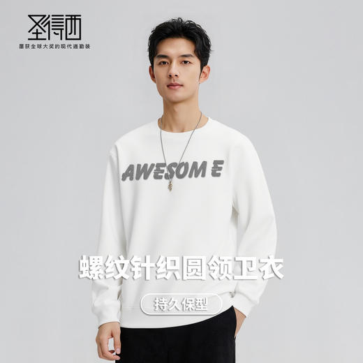圣得西男士基础百搭圆领套头不变形卫衣2025秋季款通勤时尚上衣 商品图2