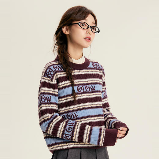 笛莎Deesha青少年女童毛衣2025冬季女童字母条纹合体毛衣 商品图4