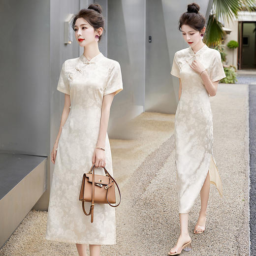 A93350中式盘扣国风旗袍短袖连衣裙女2025夏季新款气质优雅长裙 商品图0