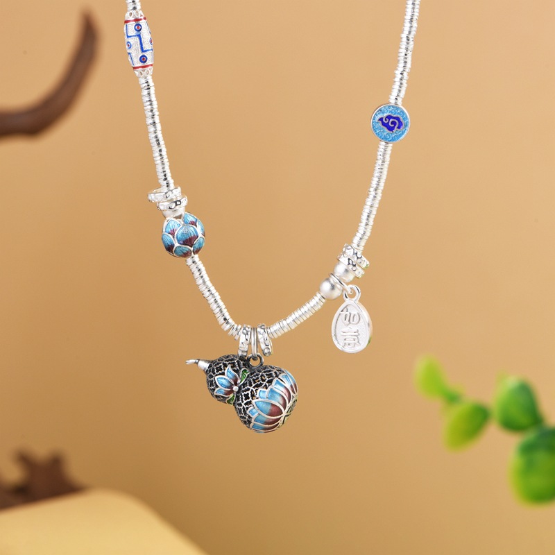【福禄祥云】足银复古景泰蓝葫芦祥云套链【SCH-CK0327-5】
