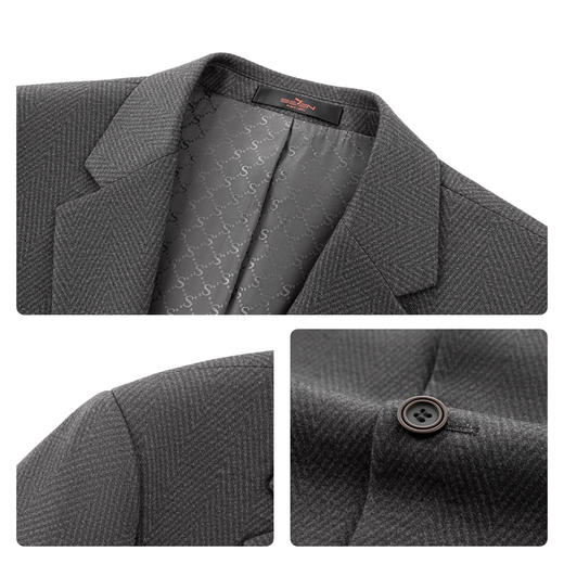 柒牌休闲西服外套2025秋冬修身平驳领二粒扣针织提花抗皱商务单西129C70240 商品图3