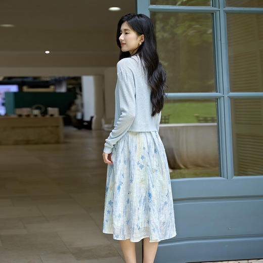 奢姿大码女装2025夏季减龄海军领印花两件套胖妹妹松紧时尚套装9953935137AB 商品图3