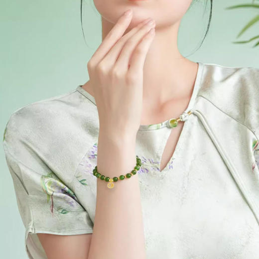 幽潭鸣翠碧玉纳福手串6mm 商品图1