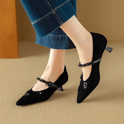 【预售5天】法式一字扣花朵复古温柔玛丽珍鞋，浅口百搭低跟单鞋DB&M6518 商品图3