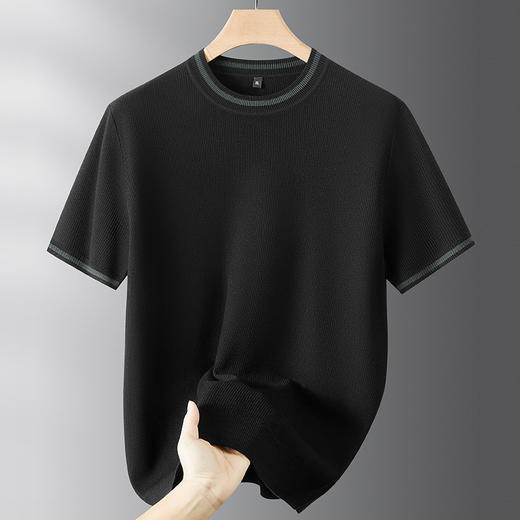 【DPF】大依优型大码男士短袖针织衫圆领毛衫秋季新款加肥加大码时尚休闲圆领半袖提花短袖商务轻奢针织衫短袖毛衫 商品图1