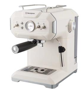 【美国西屋小型咖啡机】西屋咖啡机家用小型半自动意式萃浓缩咖啡机蒸汽打咖啡奶泡一体机 白色 米白色
