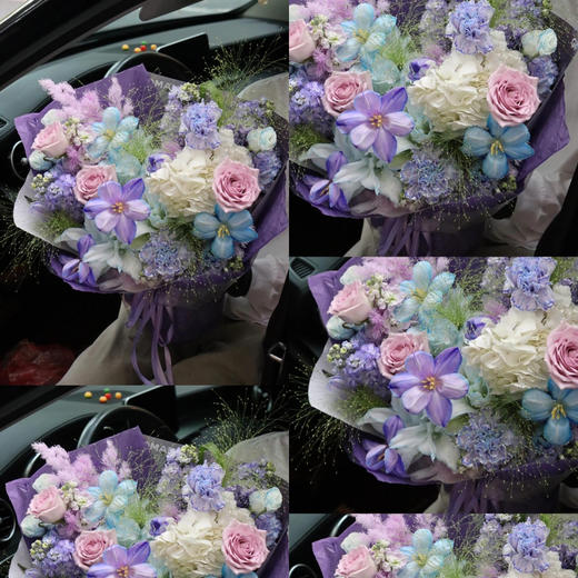 《水瓶座》优雅蓝紫色系花束需要提前一天预定 商品图0