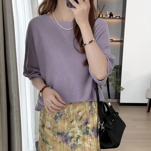 香芋紫一字领针织衫｜亚麻+莱赛尔，舒适好穿，高级耐看【预售5天发货】 商品图1