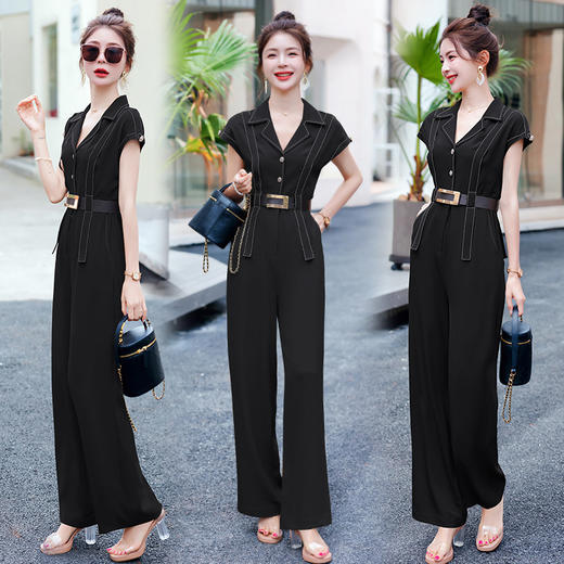XS99322时髦连体裤女2025夏装新款百搭潮流简约气质修身连体裤配腰带韩版 商品图0
