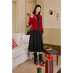 【商场同款】诗凡黎学院A字半身裙2025春新款百褶长裙女3FC140431