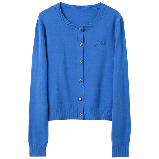 三彩2025冬季新款圆领针织衫绣花毛衫外套开衫简约M 商品图4