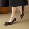 【预售5天】蝴蝶结豹纹低跟单鞋春秋法式细跟女鞋高级感马毛时尚高跟鞋DB&M6161 商品缩略图3