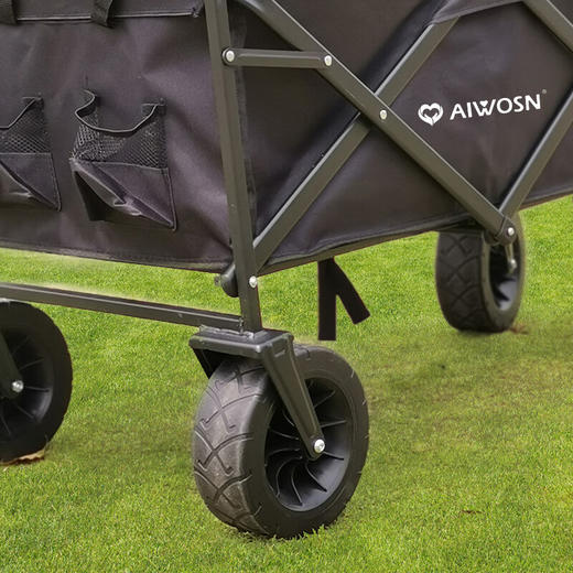爱吾生营地车户外露营车野营便携折叠8寸宽轮拉杆车小拖车 黑色 黑色 150L 有刹车 商品图1