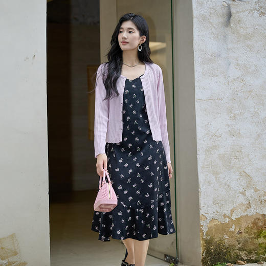 奢姿大码女装2025秋季减龄坑条圆领针织开衫胖妹妹时尚百搭上衣 商品图4