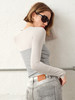 TR她热 灰域 灰色撞色拼接假两件设计感修身弹力抹胸打底衫 商品缩略图1