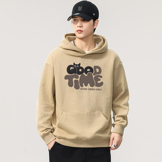 【100%棉】【DQ】大依优型大码男装纯棉重磅卫衣全棉360G重磅连帽卫衣男宽松潮牌印花上衣 商品图3