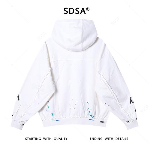 5238SDSA男士秋冬新款痞帅男装手绘泼墨连帽卫衣刺绣字母设计百搭上衣 商品图5
