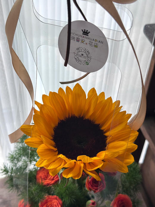 向日葵木桩高透明手提礼盒 总高度40厘米 一次购买三个可选择配送到家，单盒请选择到店自提 商品图3