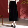 QS2025秋冬新款法式复古黑色高腰真丝丝绒半身裙女显瘦一步裙1233 商品缩略图3