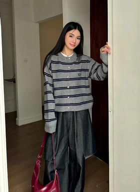 缪缪 25早秋新款条纹开衫 订织订染美利奴进口面料（TM）