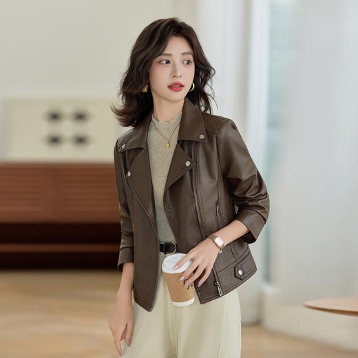 HR GSTX8068皮衣外套休闲PU皮机车夹克上衣 商品图3