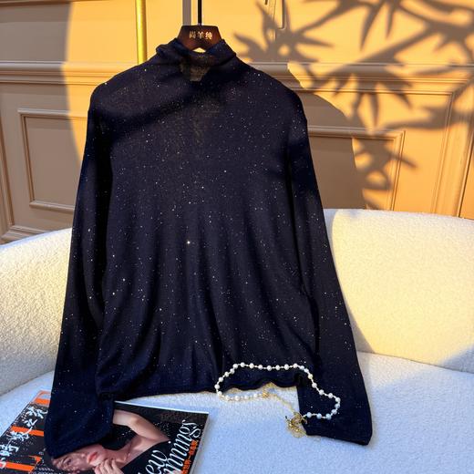 S·Y·C【简禾】极柔亮片堆堆领高领羊绒羊毛针织打底衫女薄款 商品图1