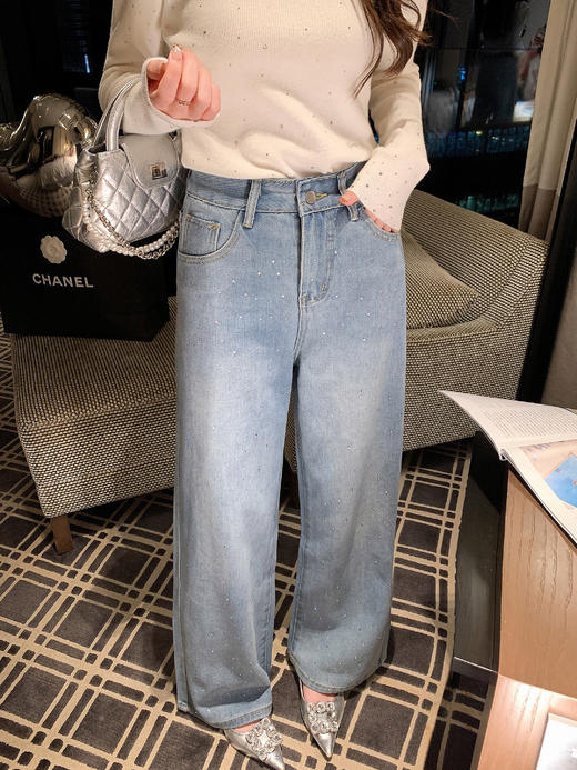 张心子【巴黎记事】软糯亮片圆领针织打底衫上衣 U2509033 商品图3