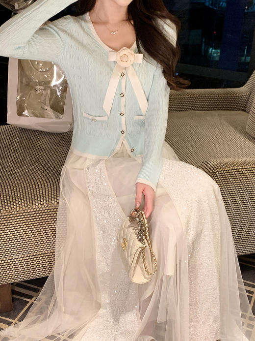 张心子【白月皎洁】温柔百搭仙气亮片网纱半身裙 U2509038 商品图10