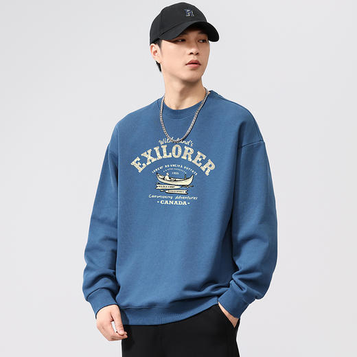 【100%棉】【DQ】大依优型大码男装纯棉重磅卫衣全棉360G重磅圆领卫衣男宽松潮牌印花上衣 商品图5