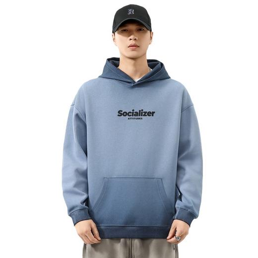 【棉质】【DQ】大依优型大码男装连帽卫衣300斤秋冬新款美式复古印花水洗做旧渐变潮流百搭连帽卫衣宽松休闲上衣 商品图5