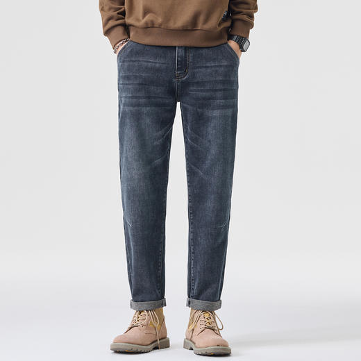 【DQ】大依优型大码男士牛仔裤300斤小脚裤秋冬新款锥形牛仔裤男宽松复古弹力小脚长裤时尚潮流耐磨水洗棉感 商品图5