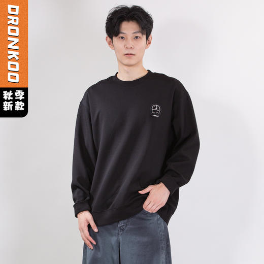 DRONKOO 2025 圆领左胸贴布小帽子中厚卫衣 商品图0