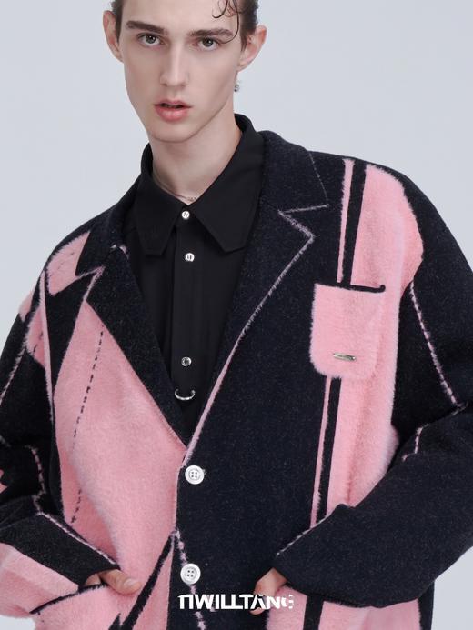 TIWILLTANG启世录"星罗"黑白拼接层次针织西装休闲开衫外套男薄款 商品图3