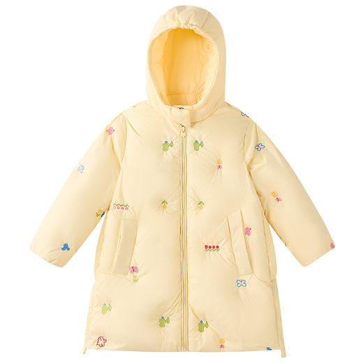 笛莎Deesha 童装女童羽绒服2025冬新款女童花朵蝴蝶绣花三防连帽羽绒服 商品图4